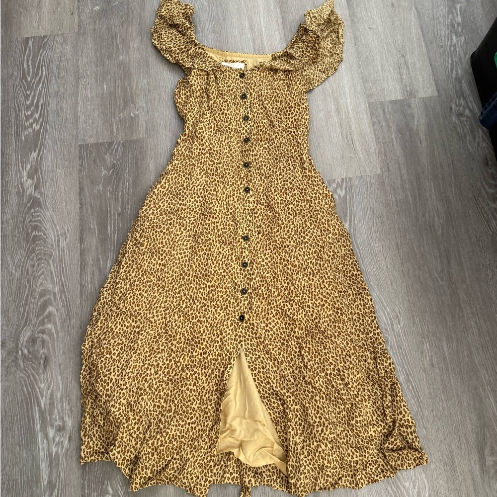 Anthropologie Leopard Print Midi Dress